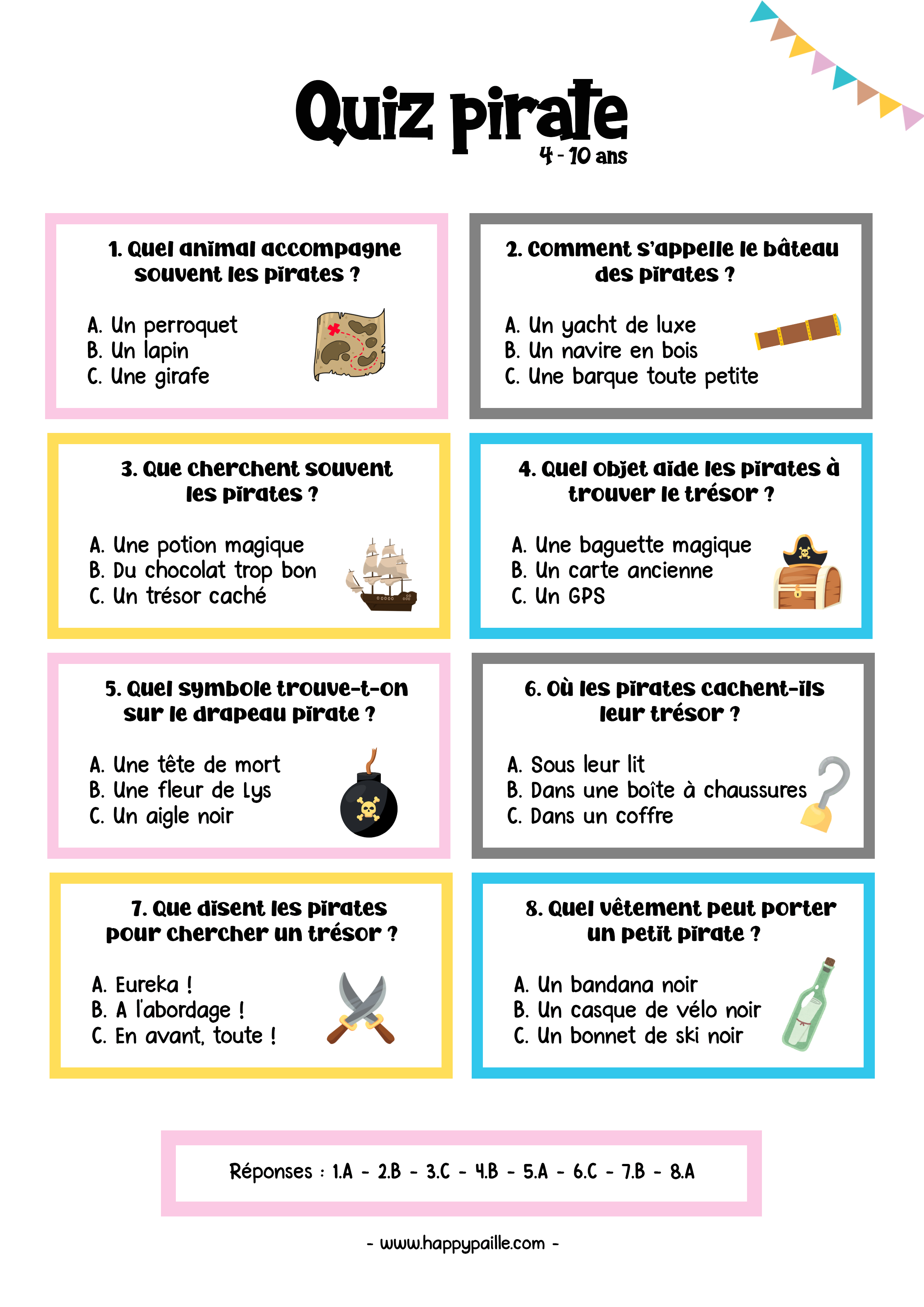 jeu anniversaire pirate fille - quiz pirate gratuit